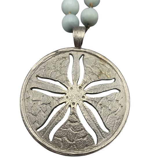 Carol Dauplaise Sandollar Glass Bead Necklace 21" Black Silver Tone Statement - Picture 5 of 9